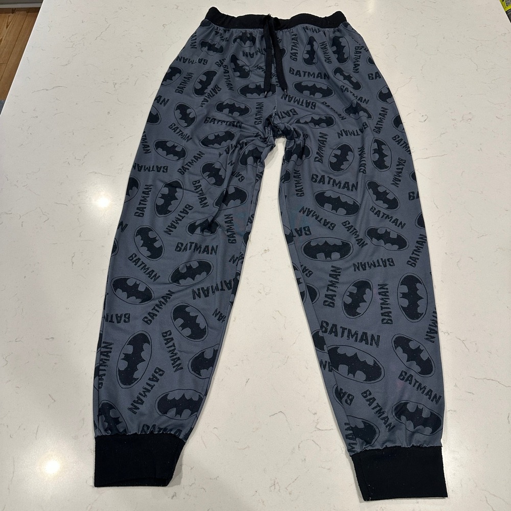 Batman DC Comics Gray Black Logo Print Jogger Lounge Pajama Pants Mens Small